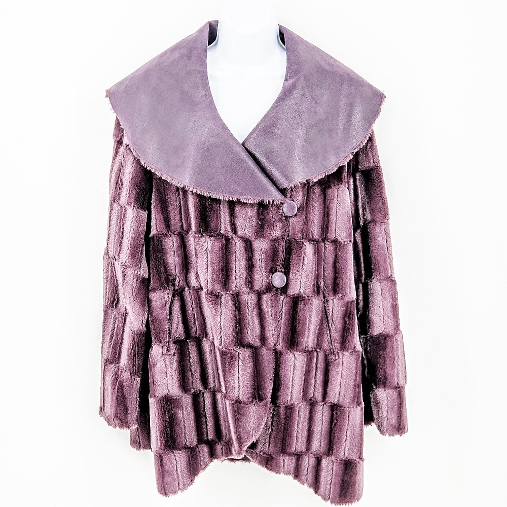 Chi Falchi Italian Coat Faux Fur Vegan Leather